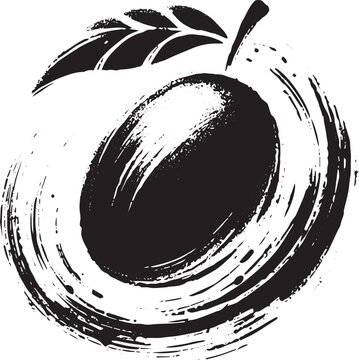 Minimalist sumi-e depiction of a mango with stylistic brush stro
