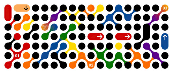 Fototapeta premium Colorful Maze Game Board with Paths and Arrows, Abstract Fun Challenge