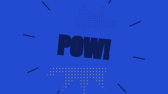 Dynamic comic book style pow text animation with motion and pop pow explosion action motion animation