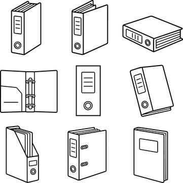 Office binders and ring folder outline set