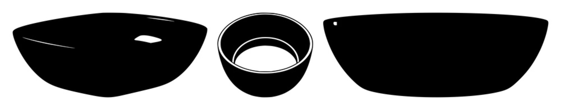 Black silhouette, white background: ashtray set with simple line art design featuring line art, illustrations, graphic resources with vector and design elements
