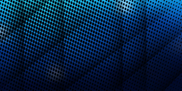 Abstract geometric background featuring a black halftone dot pattern over overlapping dynamic layers with vibrant blue and dark gradients,eps10.