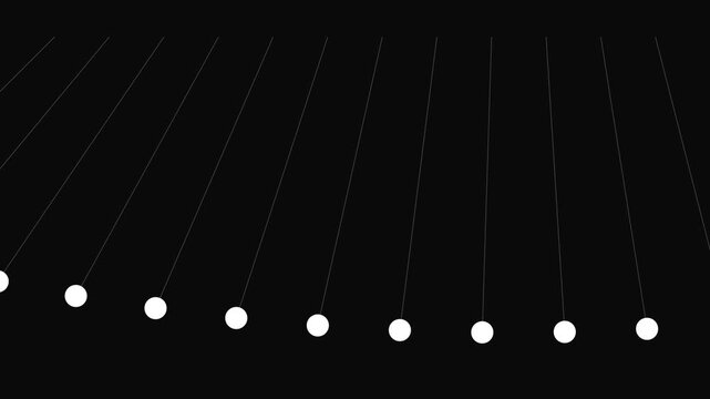 Minimalist newton&rsquo;s cradle pendulum animation, abstract physics motion background, newton's cradle