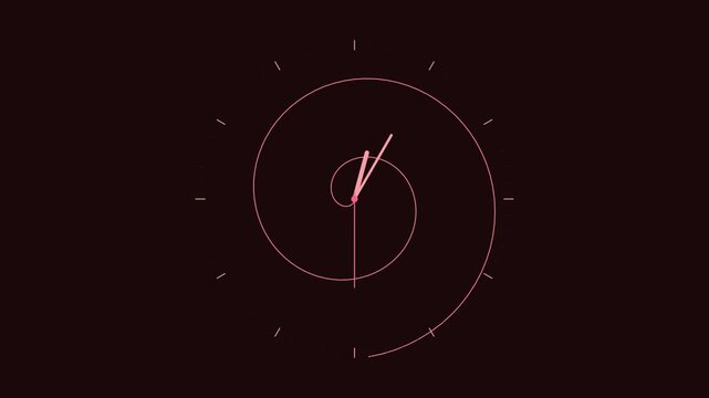 Minimalist spiral clock animation, abstract time passing concept, modern motion