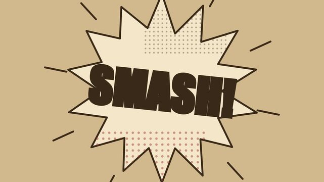 Retro comic book style smash text animation, pop speech bubble for action and impact pop smash explosion