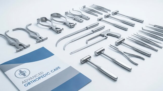 Comprehensive Collection of Surgical Instruments for Orthopedic Procedures, Precision Tools for Bone Surgery, Professional Medical Equipment Display
