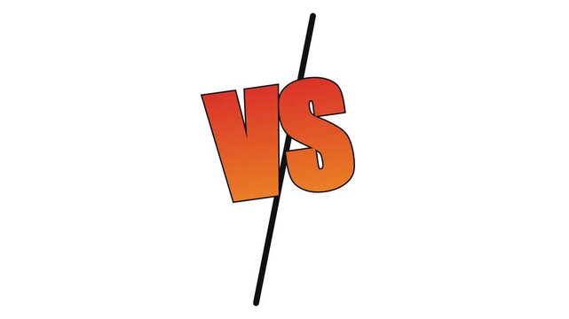 Versus vs animation with dynamic diagonal line divider for competitive comparison and debate concepts