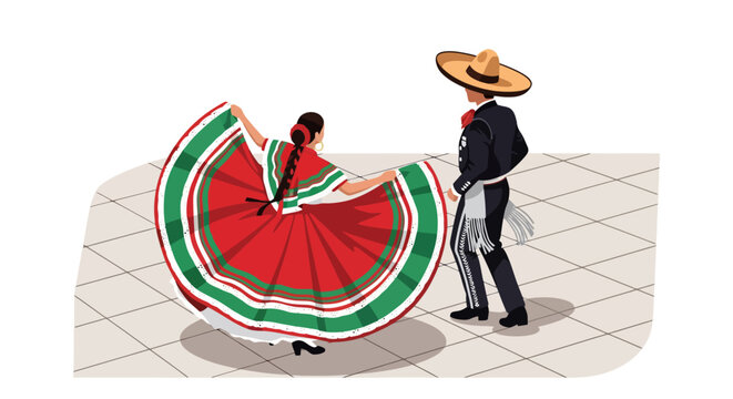 Mexican Folkloric Dancers Performing Traditional Jarabe Tapat?o.