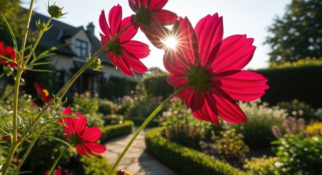 vibrant pink flowers in a garden