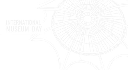 International Museum Day concept, architectural sketch of a dome interior, minimalist design © Akun Berkah
