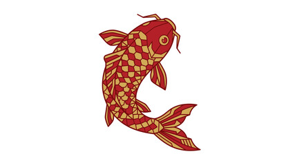 Japanese Koi Fish Illustration, Red and Gold Pattern, Isolated © Erlin