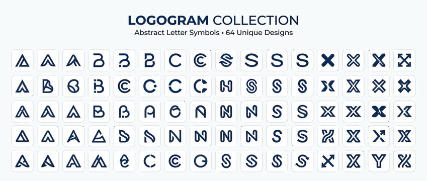 Logogram Collection: Abstract Letter Symbols - 64 Unique Designs
