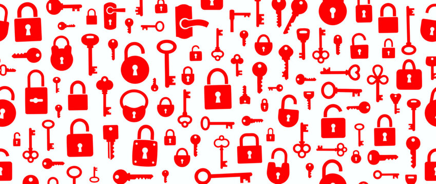 Red Locks and Keys Pattern - Security, Access, and Secrets Concept