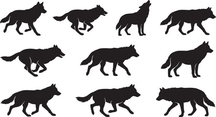 Obraz premium Set of Horse Silhouettes Vector Collection with Wild and Farm Animal Black Icons and Mammal Illustration Design