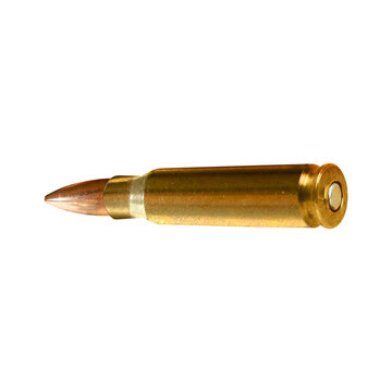 Single Rifle Cartridge Ammunition Round on Transparent Background png