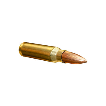 Single Rifle Cartridge Ammunition Round on Transparent Background png