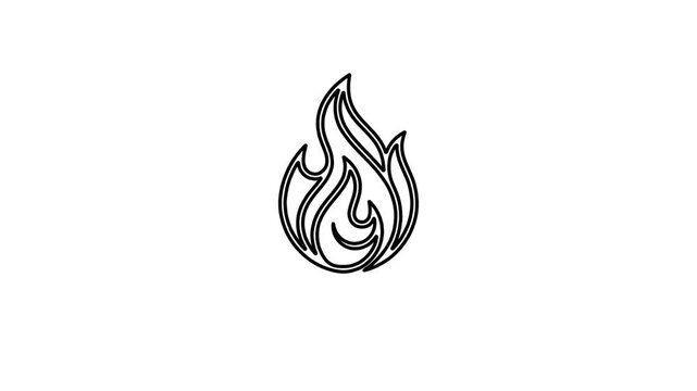 Black flame logo illustration on white background