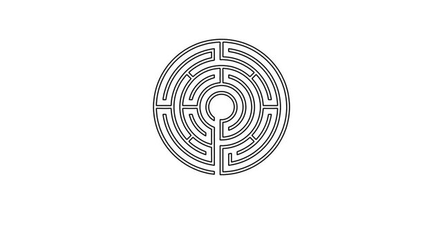 Circular maze logo design on a white background