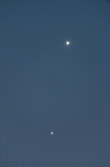 Celestial Event Showing Venus Near Jupiter and Its Moons in Night Sky © Hector