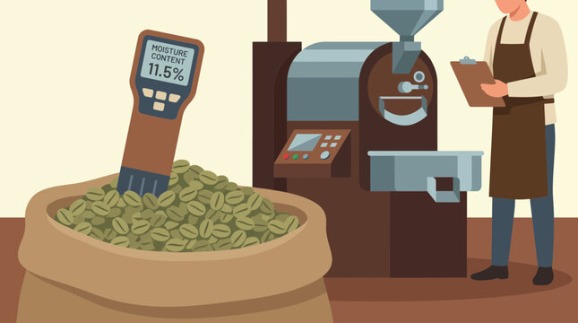 Coffee Bean Moisture Meter Testing Before Roasting