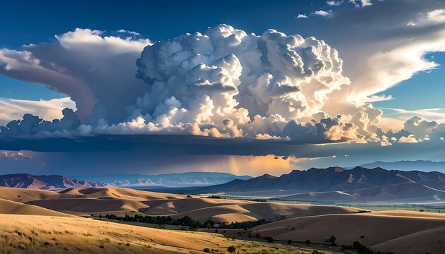 Dramatic Landscape with Cumulus Clouds.