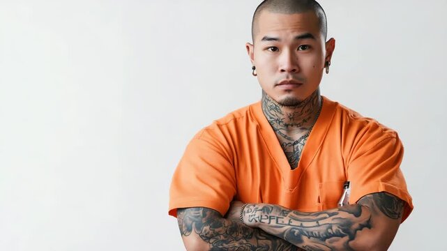 Prisoner inmate serious face portrait