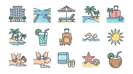 Beach Vacation Icon Set Graphics. © Ahmad