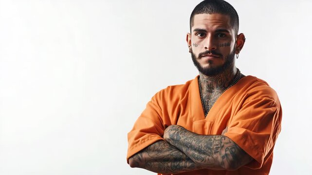 Prisoner inmate serious face portrait