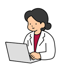 Fototapeta premium Female doctor working on laptop computer illustration