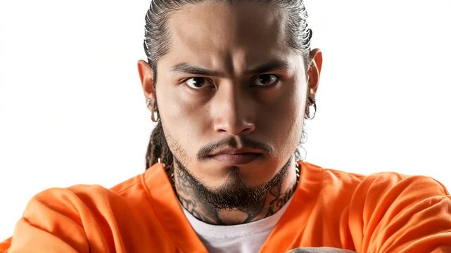 Prisoner inmate serious face portrait