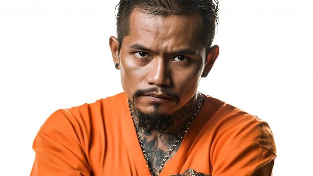 Prisoner inmate serious face portrait