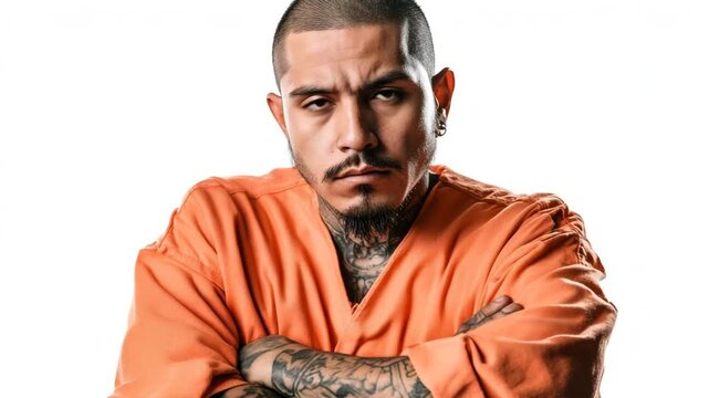 Prisoner inmate serious face portrait