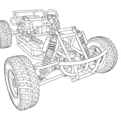 Obraz premium Black and white line art illustration of a tire tread detail