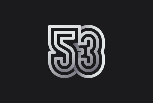 Number 53 Logo, Monogram Number 53 logo multi line style, usable for anniversary and business logos, flat design logo template, vector illustration