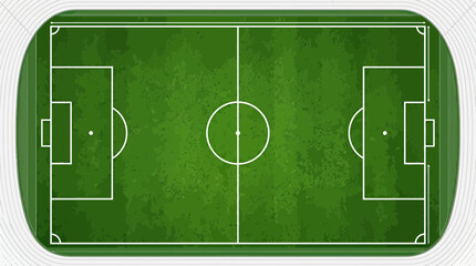 Top View Soccer Field Aerial View, Green Grass Sport Arena Competition © Korek
