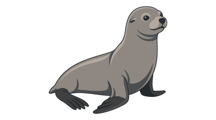 Cartoon grey seal smiling face. © Tami