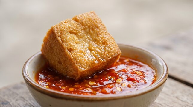 Fried tofu dipped in sambal
