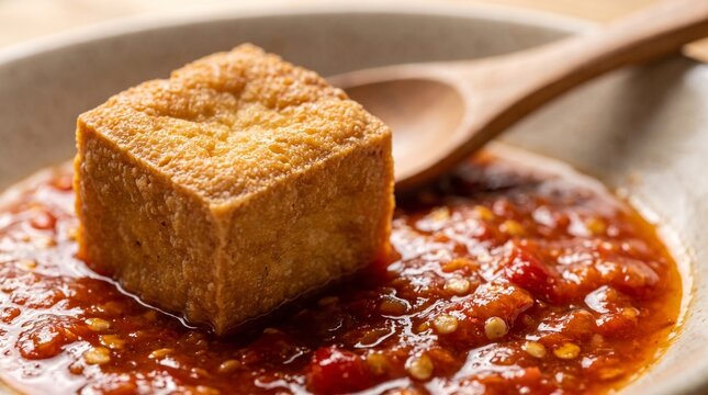 Fried tofu dipped in sambal