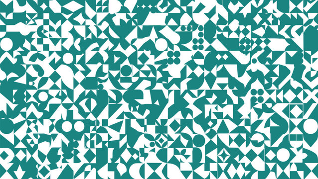 Modern Abstract Geometric Seamless Pattern Background. Teal and White Irregular Shapes and Forms Design Element. Abstack vektor EPS illustration.