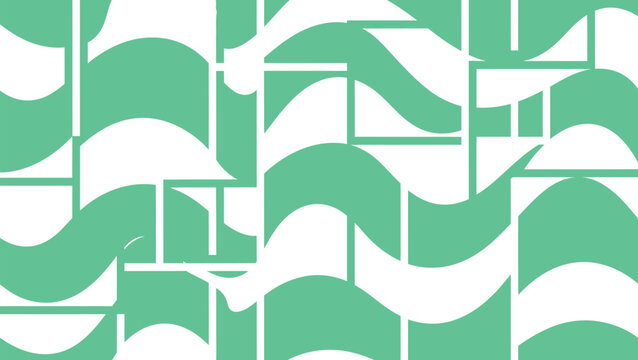 Modern Abstract Seamless Pattern with Mint Green and White Wavy Geometric Shapes. Abstack vektor EPS illustration.