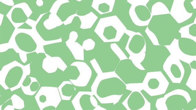 Seamless abstract pattern with interlocking light green and white organic shapes, a modern graphic background. Abstack vektor EPS illustration.