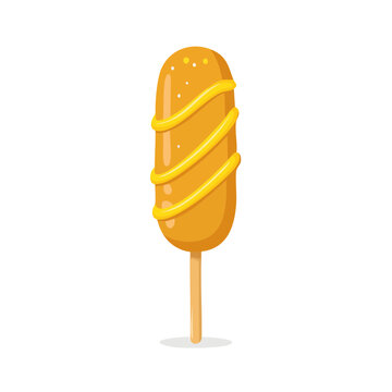 Yellow swirl ice cream pop on stick vector illustration