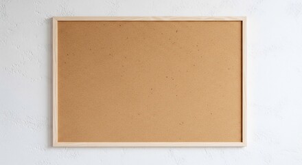 Fototapeta premium Blank Cork Bulletin Board with Wooden Frame on White Wall.