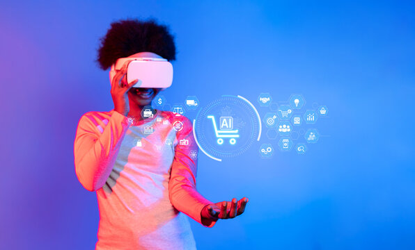 Explore the intersection of generative AI and online marketing with this image depicting a vibrant virtual shopping experience enhanced by advanced technology and user interaction. XDMCP
