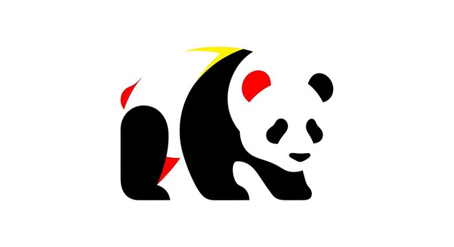 Abstract geometric panda logo with colorful accents