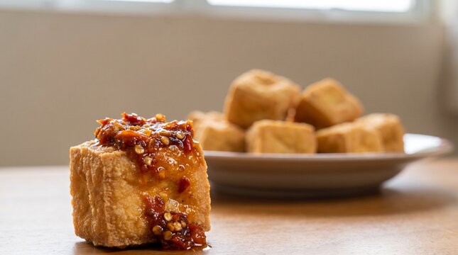 Fried tofu with hot sambal