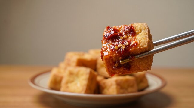 Fried tofu with hot sambal