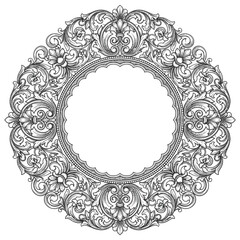 Obraz premium Baroque Floral Round Ornament Frame for Design