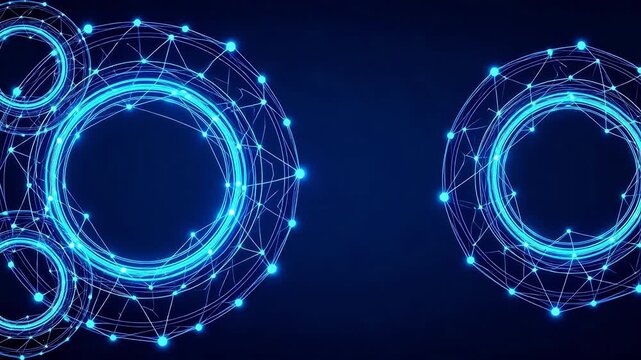 Blue glowing network circles