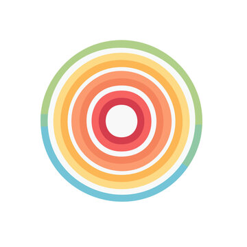 Abstract concentric circles in a rainbow color gradient